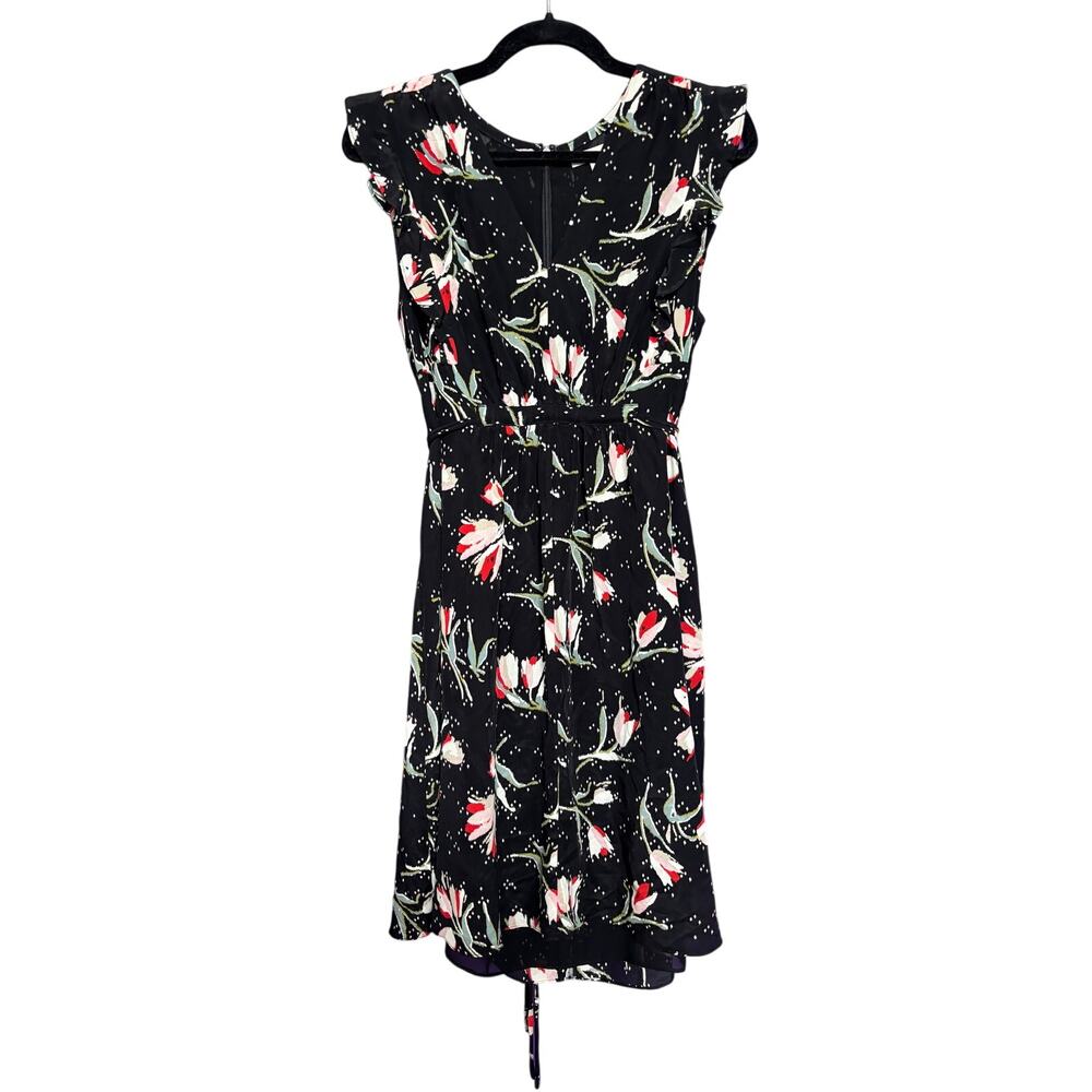 Rebecca Taylor Silk Ikat Tulip Dress Black